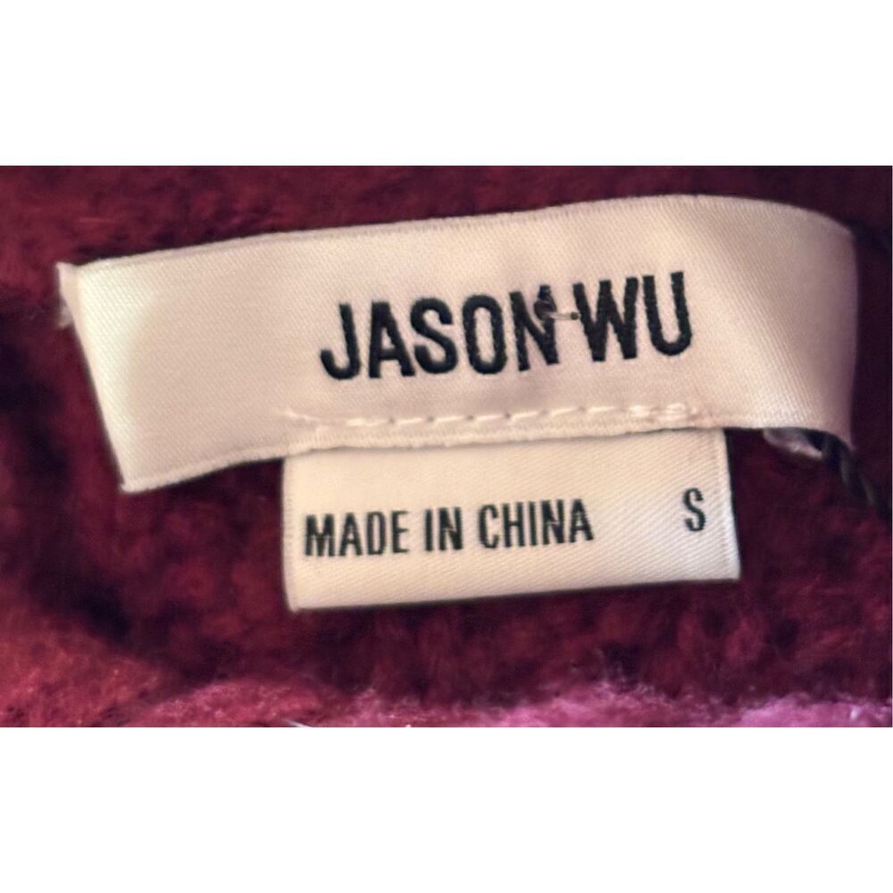 JASON WU Fringe Wool Turtleneck Sweater in Wine N… - image 8